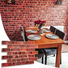NOVECRAFTO Red Brick Effect 3D Wall Panels (96cm x 48cm) DIY PVC Plastic Cladding Panels