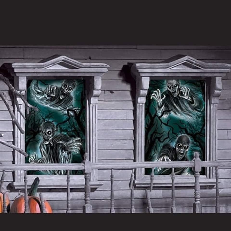 Haunted House Halloween Window Decorations 165cm - Pack of 2