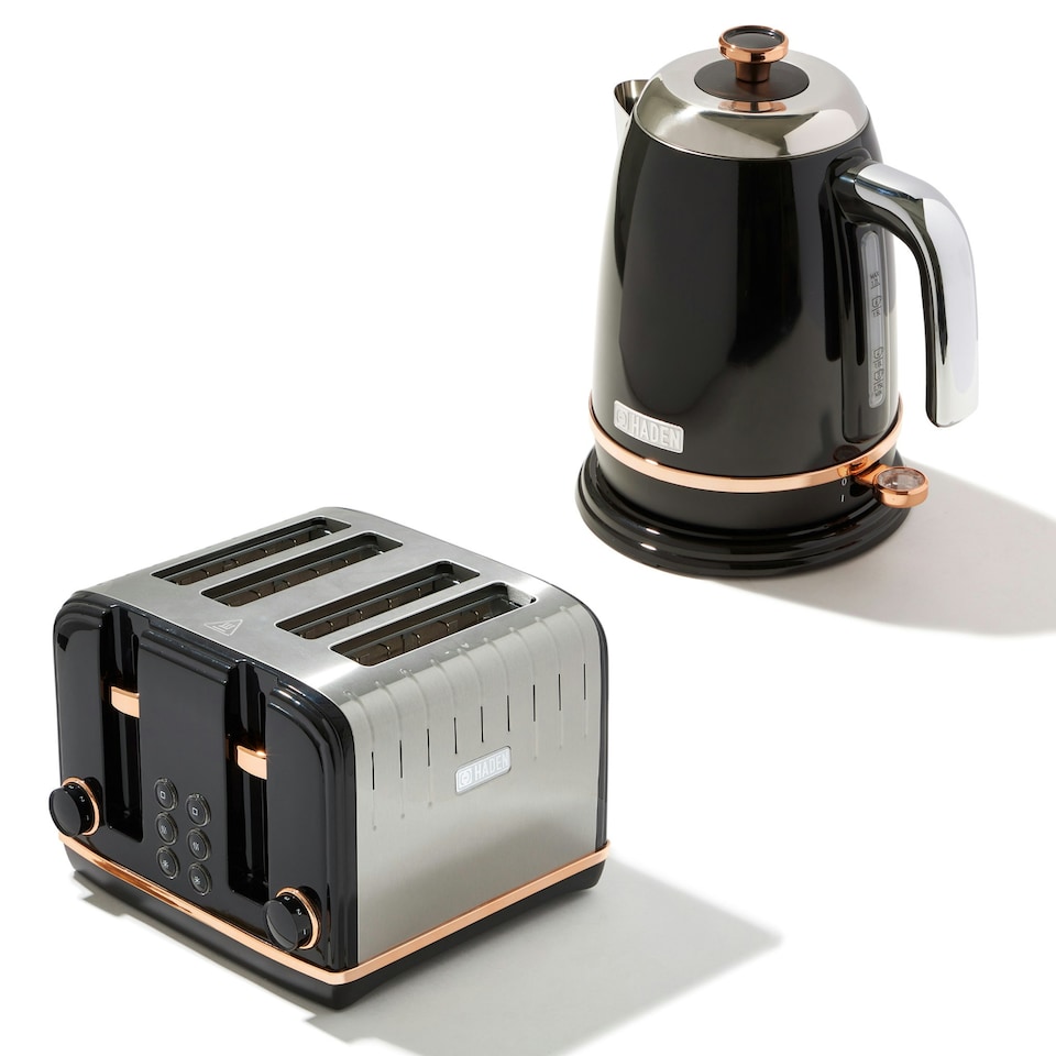 Haden Salcombe Black & Copper Bundle - Kettle and 4 Slice Toaster
