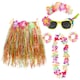 image 1 of Multicoloured Hula Skirt with Flower Lei & Glasses Set Multi | One Size