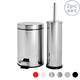 image 1 of Harbour Housewares Round Toilet Brush & Bin Set - Chrome
