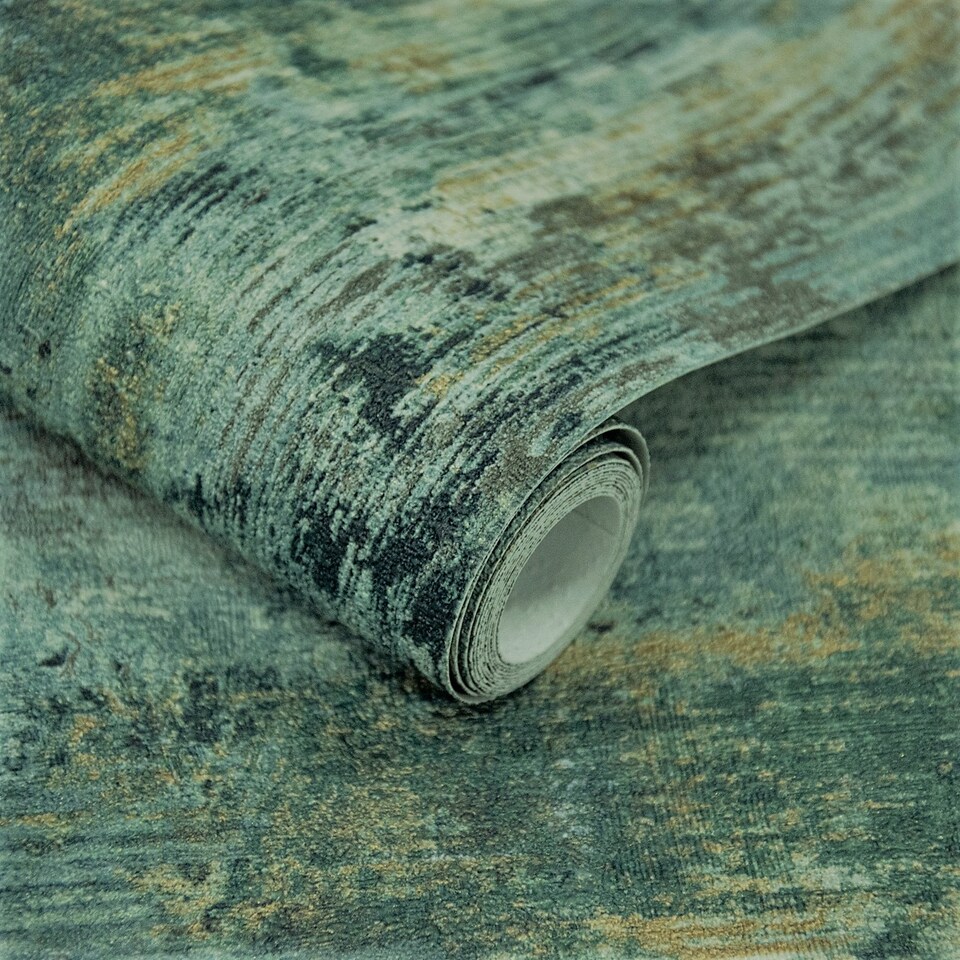 image 1 of Grandeco Vincenzo Distressed Luxury Italian plaster Green Wallpaper | Green | Green | 5.32
