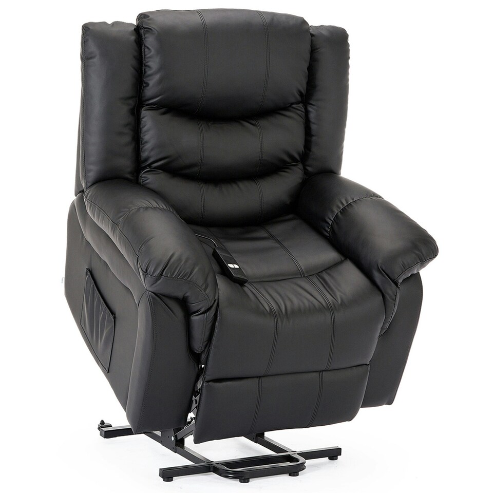 image 1 of Seattle Electric Single Motor Rise Recliner Bonded Leather Chair (Black)