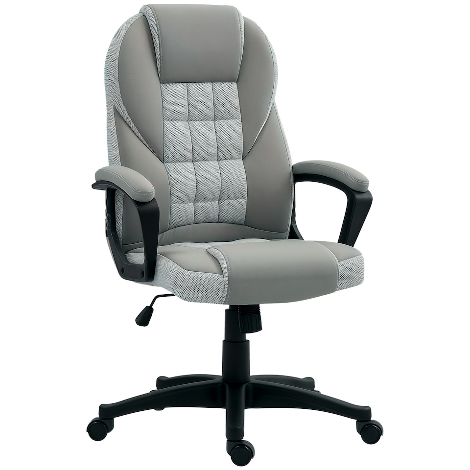 image 1 of HOMCOM Executive Office Chair High Back Computer Chair with Armrests Grey