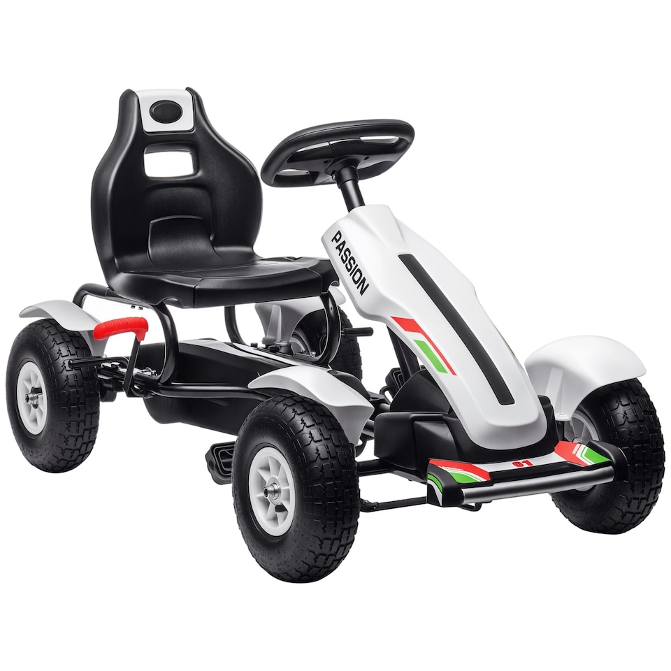 image 1 of HOMCOM Children Pedal Go Kart w/ Adjustable Seat, Inflatable Tyres - White