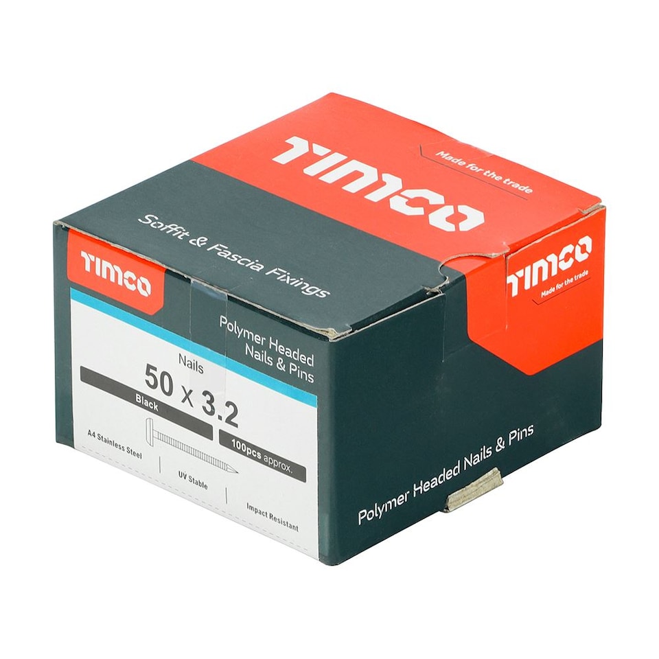 image 1 of Timco - Polymer Headed Nails - A4 Stainless Steel - Black (Size 50mm - 100 Pieces)