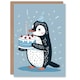 image 1 of Cute Kids Cake Party Hat Girl Boy Penguin Daughter Son Birthday Card