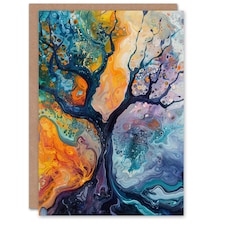 Abstract Tree Water Bubble Organic Him Her Birthday Card