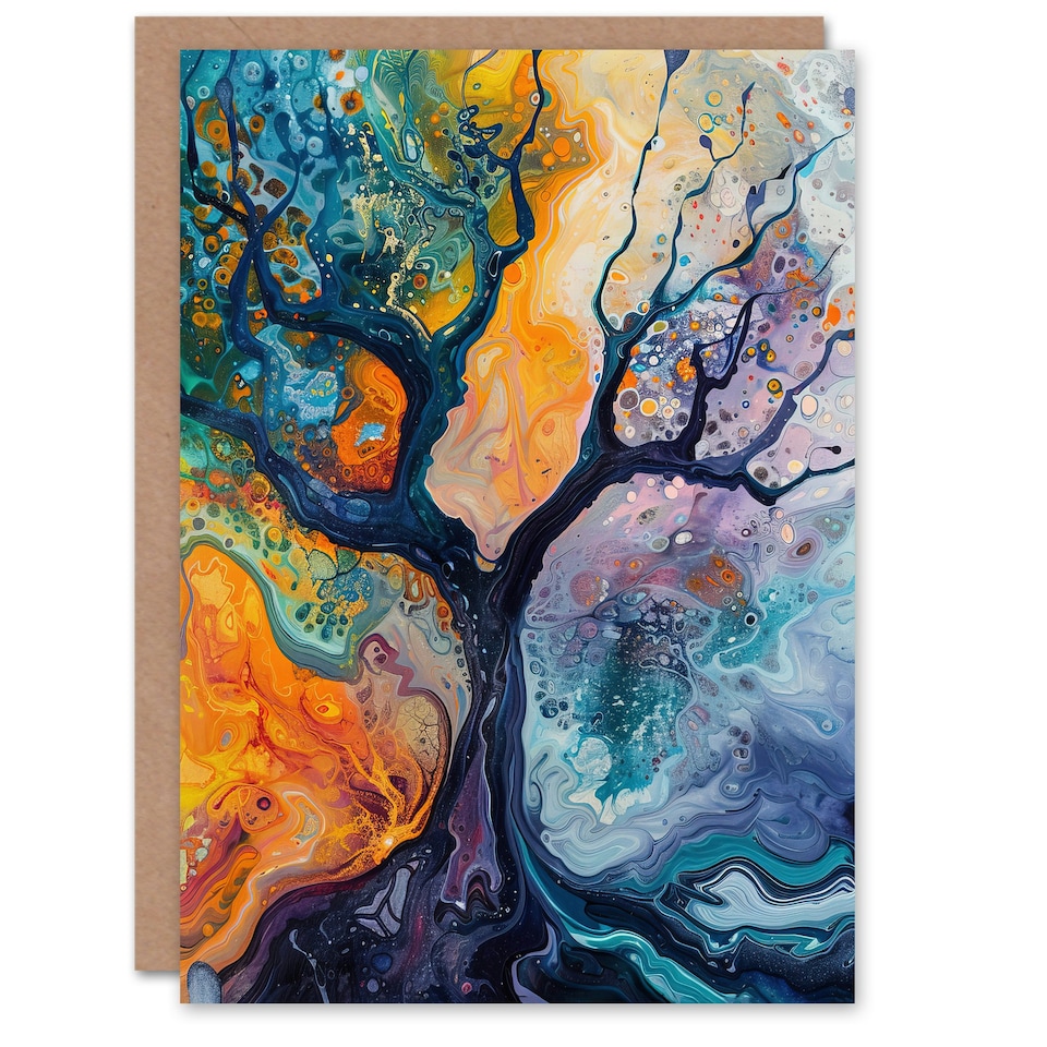image 1 of Abstract Tree Water Bubble Organic Him Her Birthday Card