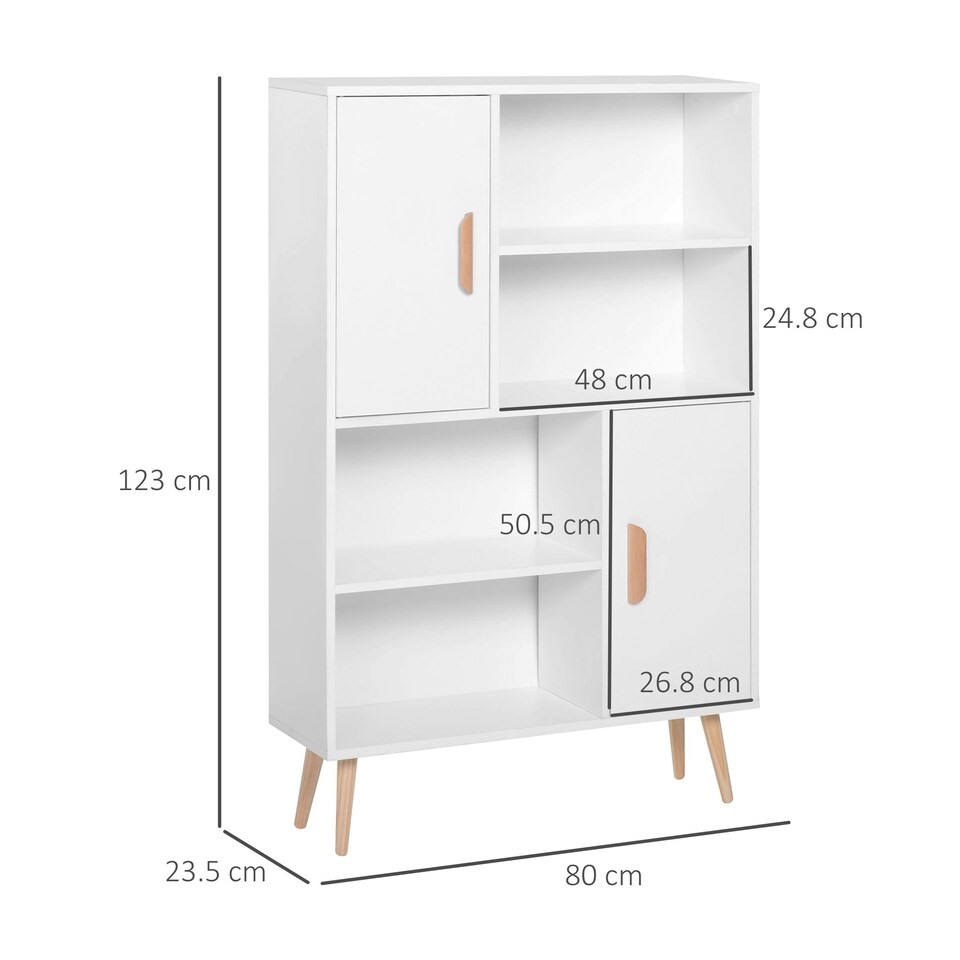 image 1 of HOMCOM Free Standing Bookcase Shelves Unit Storage Cabinet White