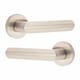 image 3 of Golden Grace 4 Pairs Modern Lima Knurled Design Premium Door Handles on Round Rose in Satin Nickel Finish | Grey | 4 Pairs