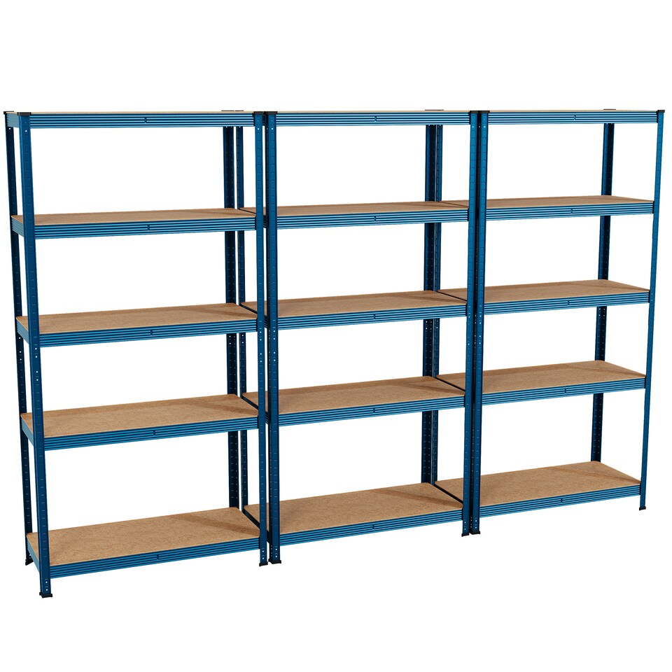 image 1 of Home Vida 5 Tier Garage Shelves Heavy Duty Shelves Boltless Shelving Storage Units - Holds Upto 875kg Per Bay - Blue - 3 Bays