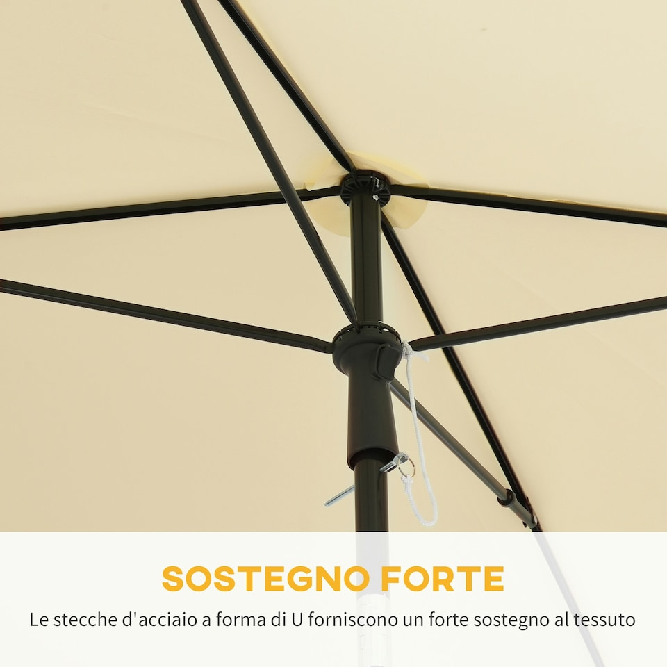 image 1 of Outsunny Aluminium Sun Umbrella Parasol Patio Rectangular 2M x 1.3M Beige