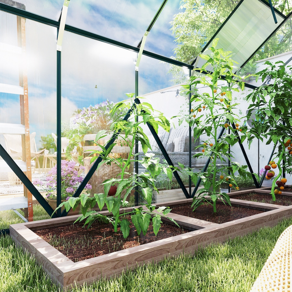 image 1 of Outsunny 8x12ft Polycarbonate Walk-in Greenhouse Outdoor w Double Sliding Door