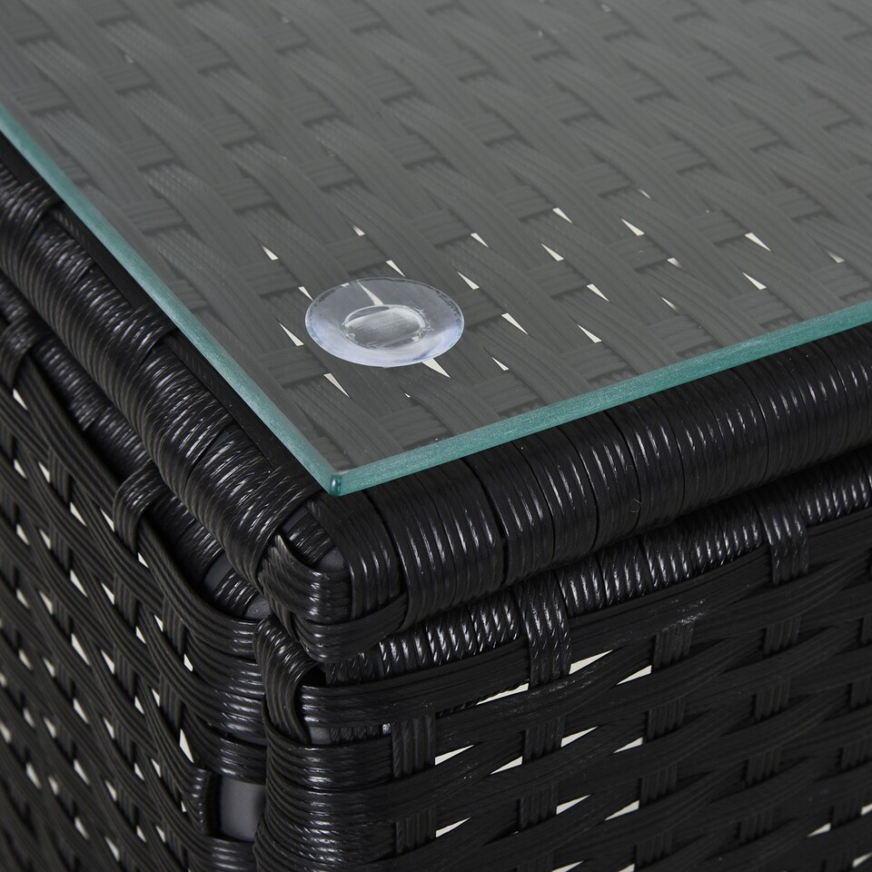 image 1 of Outsunny Rattan Sun Loungers for Garden Set of 2 with Side Table, Garden Recliner Sunbeds with Adjustable Back, Wheels, Cushions and Headrest, 3 Pieces Garden Furniture Set for Outdoor, Patio, Black