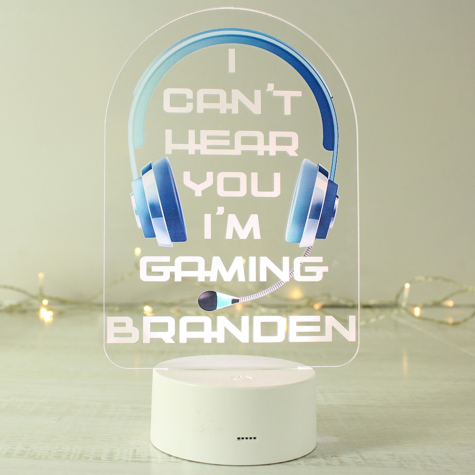 image 1 of Personalised Blue Gaming LED Colour Changing Night Light