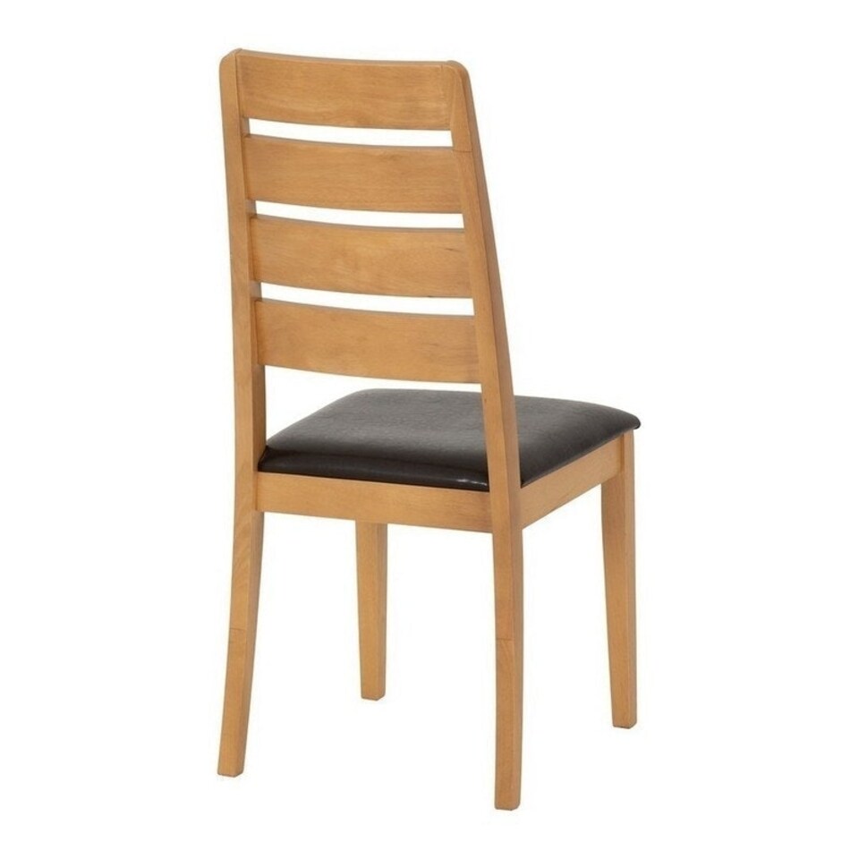 image 1 of Logan Dining Chair (Pack of 2) - L55 x W45 x H100 cm - Oak Varnish/Brown Faux Leather Brown