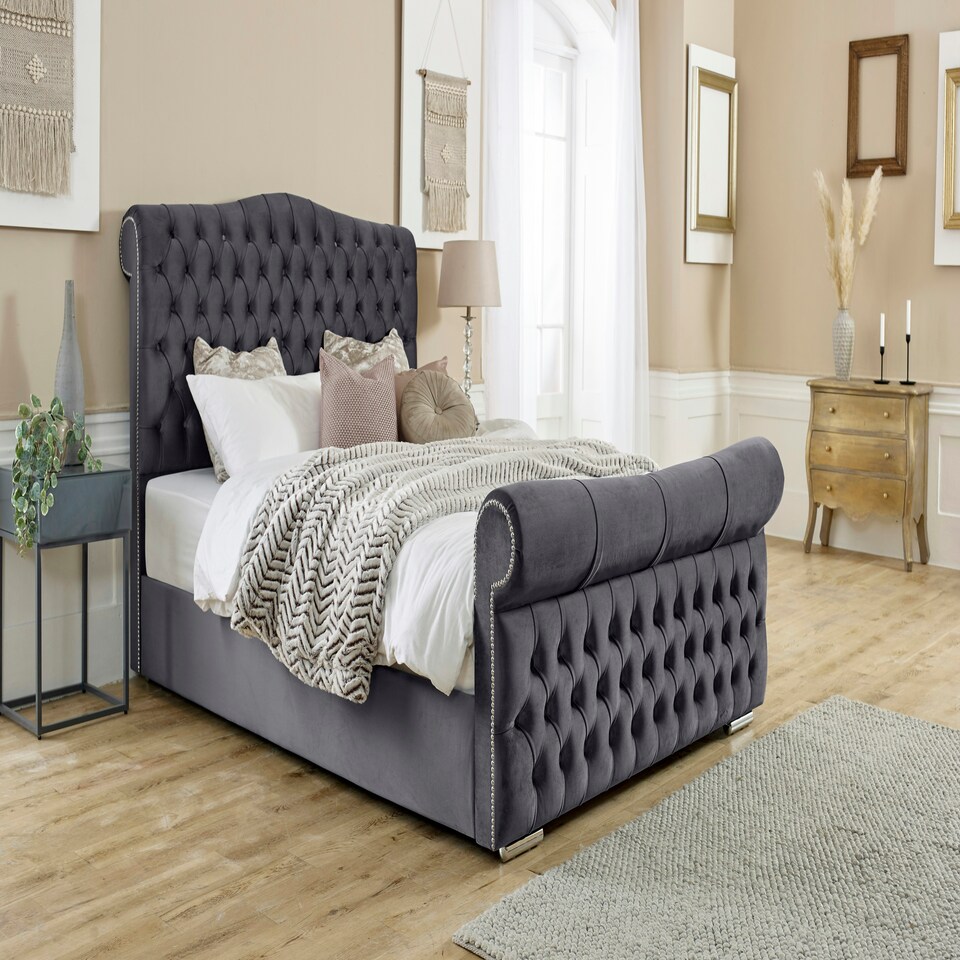 image 1 of Casonova Plush King Bed Frame - Steel