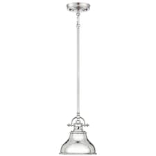 Emery 1 Light Dome Ceiling Mini Pendant Silver, E27