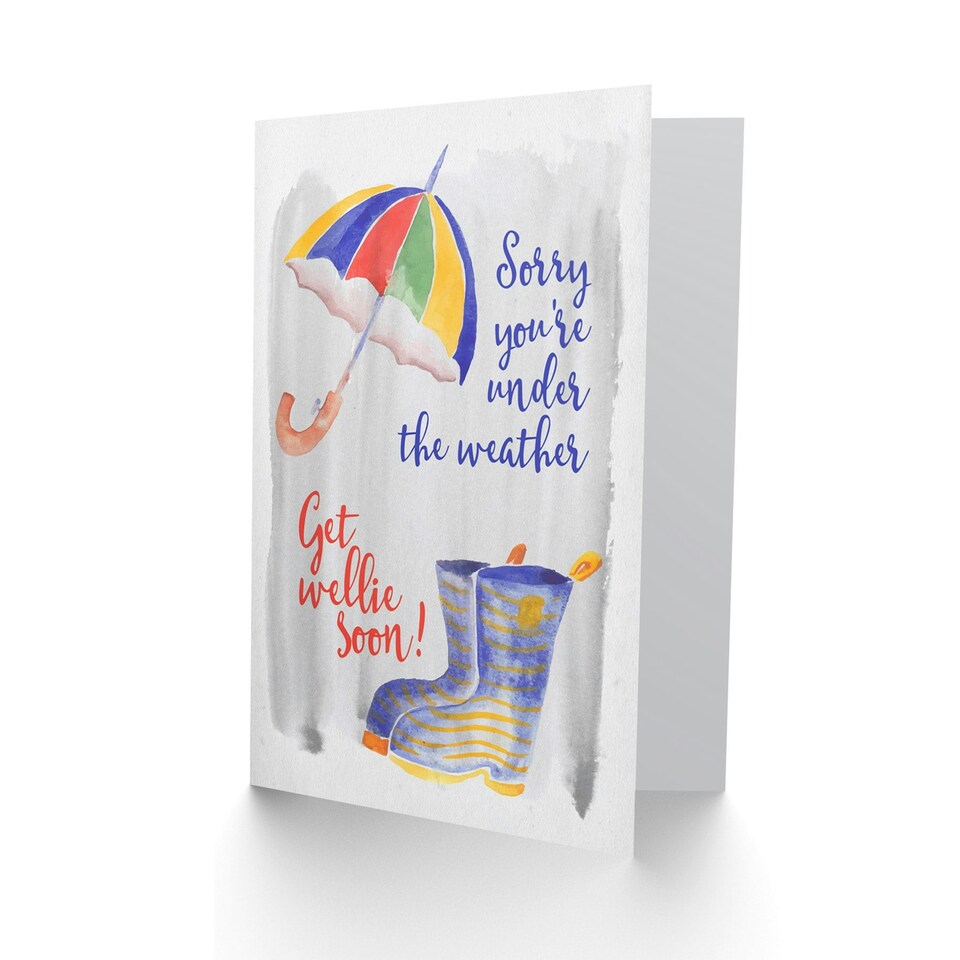 image 1 of Under The Weather Wellie Wellington Joke Get Well Card