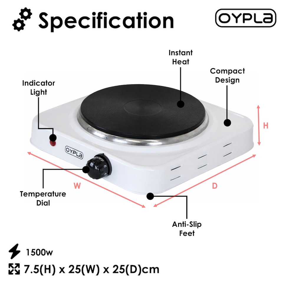 image 1 of 1.5kW Electric Portable Kitchen Hot Plate