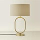 image 3 of ValueLights Antonia Beige with Metallic Gold Inner Drum Shade Brushed Gold Oval Table Lamp Gold