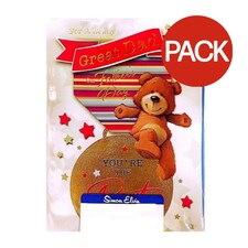 Simon Elvin For A Really Great Dad Teddy Bear Fathers Day Greetings Card (Pack of 6) - Multicoloured - One Size