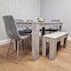 image 2 of Modern Grey Dining Table Set with 4 Grey Velvet Chairs and 1 Bench - Dining Room Furniture Set | Grey | One Size | 6