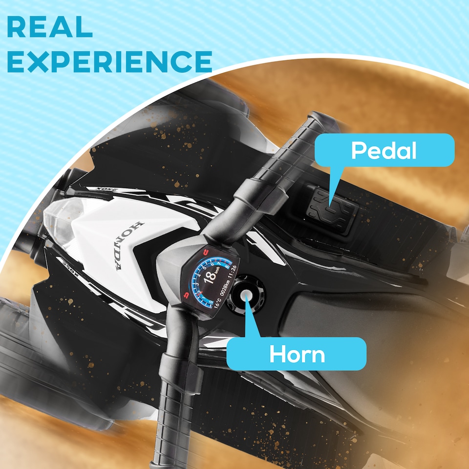 image 1 of AIYAPLAY Electric Car for Kids, Honda Licensed Kids Electric Quad Bike, 6V Ride on Car ATV Toy with LED Light, Horn, for 1.5-3 Years, Black