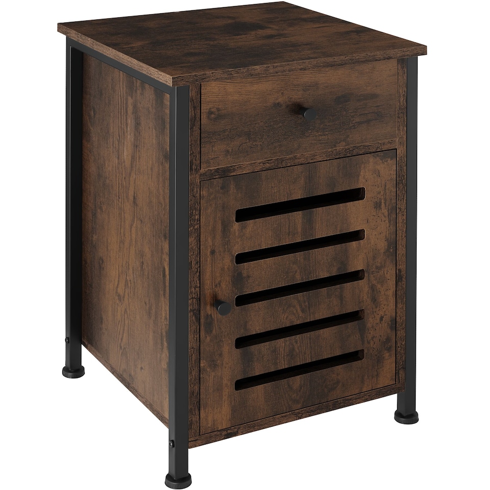 image 1 of Bedside table Waterford 40x42x60.5cm with shelf, drawer, and cupboard | Brown | Industrial wood dark, rustic | 42 x 40 x 60,50 cm | 1
