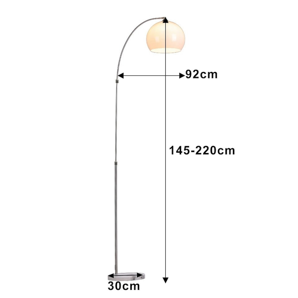 image 1 of Living and Home Arched Floor Lamp with Marble Base Chrome