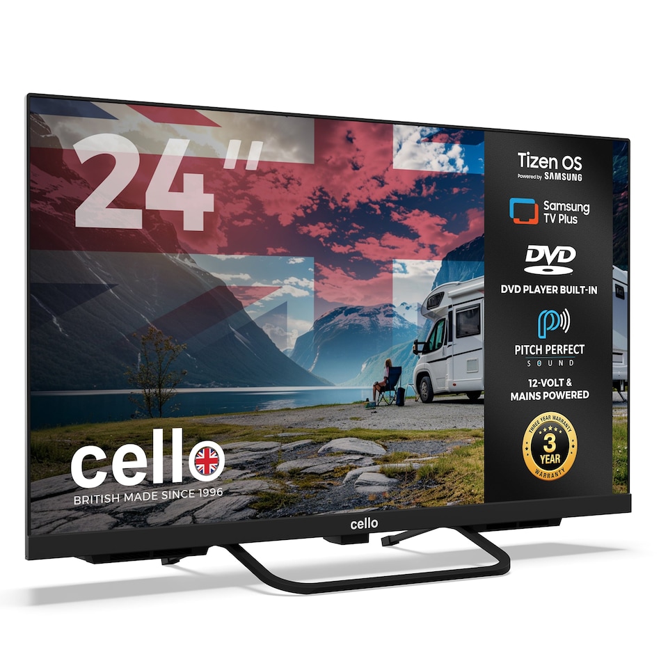 image 1 of Cello 24 inch Smart Samsung Plus 12-Volt Traveller TV with DVD Player | Black | Black | 24" | 1