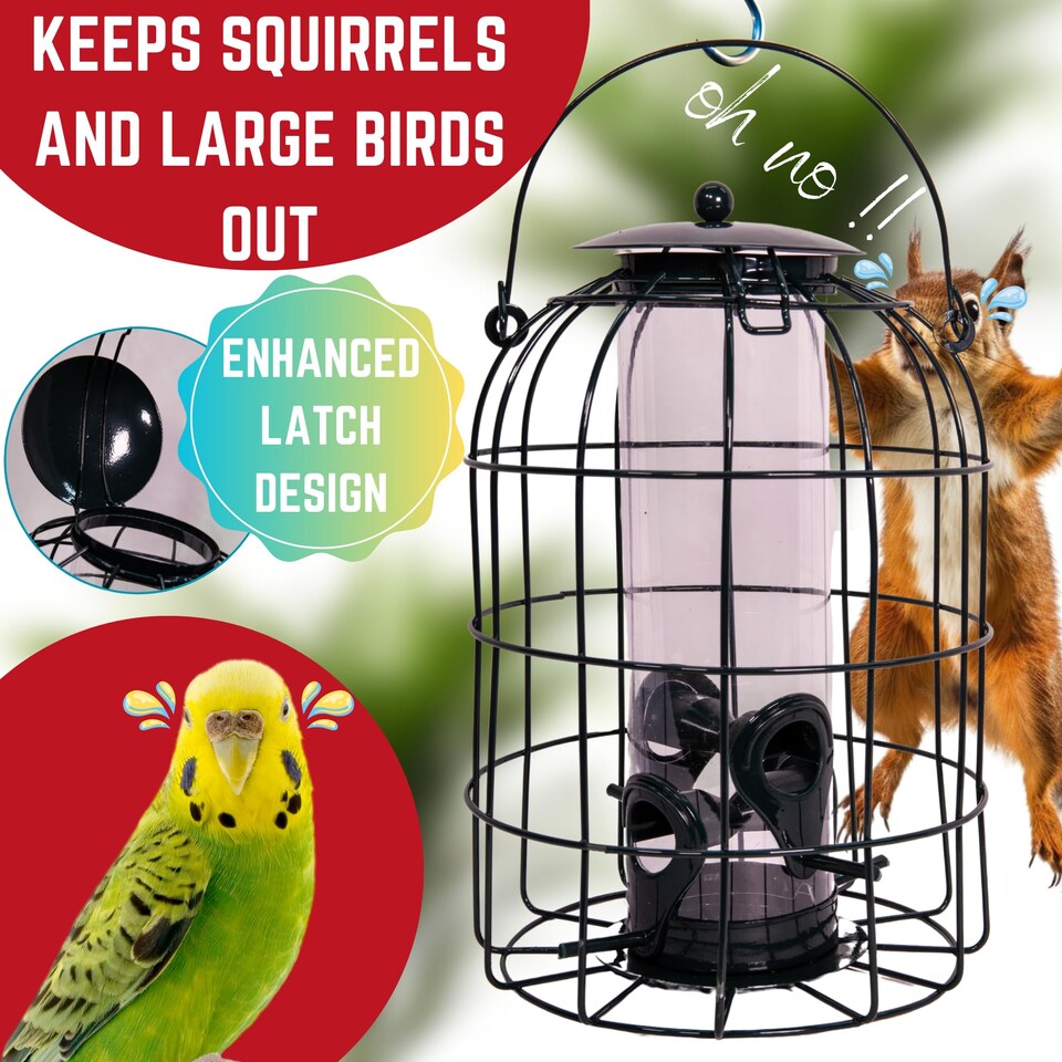 image 1 of Pack of 4 Wild Bird Seed Feeder Cage with Squirrel Guard
