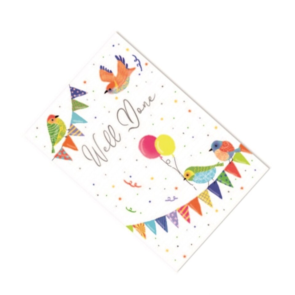 image 1 of Simon Elvin Well Done Greetings Card (Pack of 6) - White/Multicoloured - One Size White | One Size