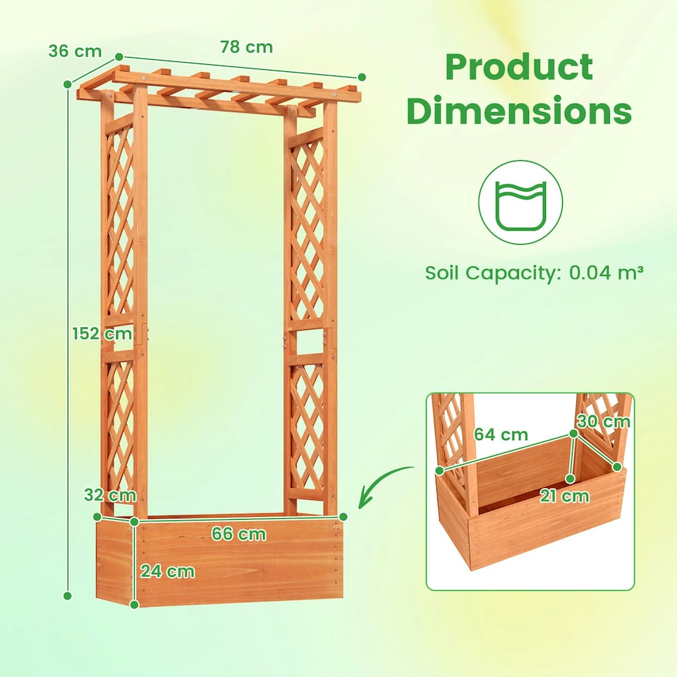 image 1 of COSTWAY Raised Garden Bed Wood Planter Box with Trellis Orange