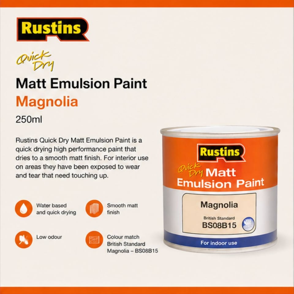 image 1 of Rustins Quick Dry Matt Emulsion Paint Magnolia 500ml