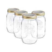Bormioli Rocco Quattro Stagioni Glass Preserving Jars - 1L - Clear - Pack of 4