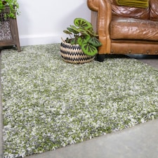 KUKOON Dark Green Grey Mottled Shaggy Living Room Area Rug 80cm x 150cm Green