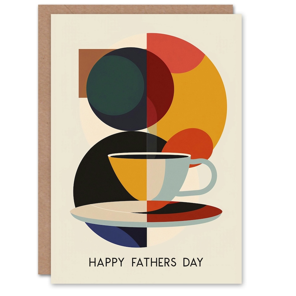 image 1 of Coffee Cup Bauhaus Geometric Design Fathers Day Dad Card