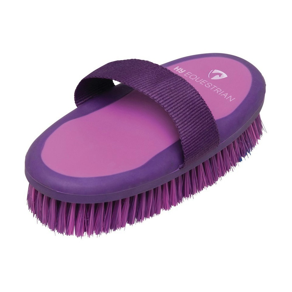 HySHINE Pro Groom Horse Body Brush - Purple/Pink - 20cm x 9.5cm