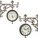 image 1 of Marco Paul 32cm Double Sided Outdoor Station Wall Clock and Thermometer Brown