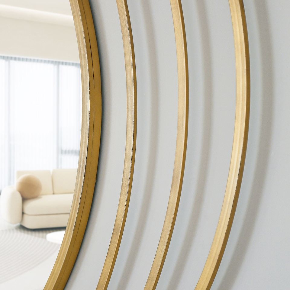 image 1 of Charles Bentley Prague Round Mirror Gold Coloured Weather Resistant Wall Mount