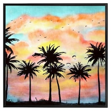Palm trees at sunset (Picutre Frame) Black | M