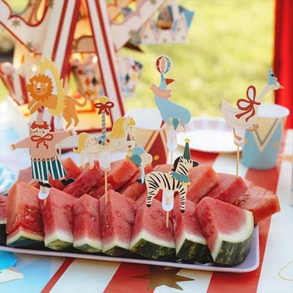 image 1 of Circus Cupcake Food Pick Toppers - Pack of 6
