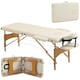 image 1 of HOMCOM Portable Massage Bed, Folding Spa Beauty Massage Table with 2 Sections, Carry Bag and Wooden Frame, Cream White
