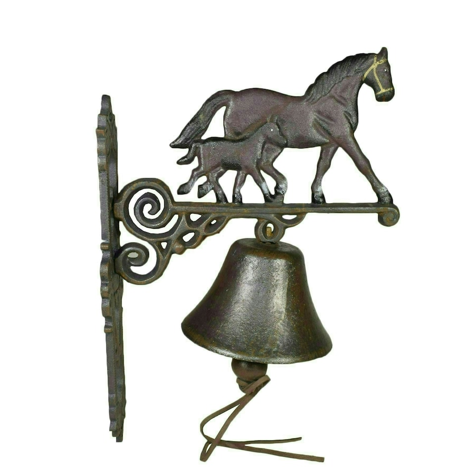 image 1 of Horse / Mare & Foal Bell Farm Cast Iron Sign Plaque Door Wall Stable House Porch