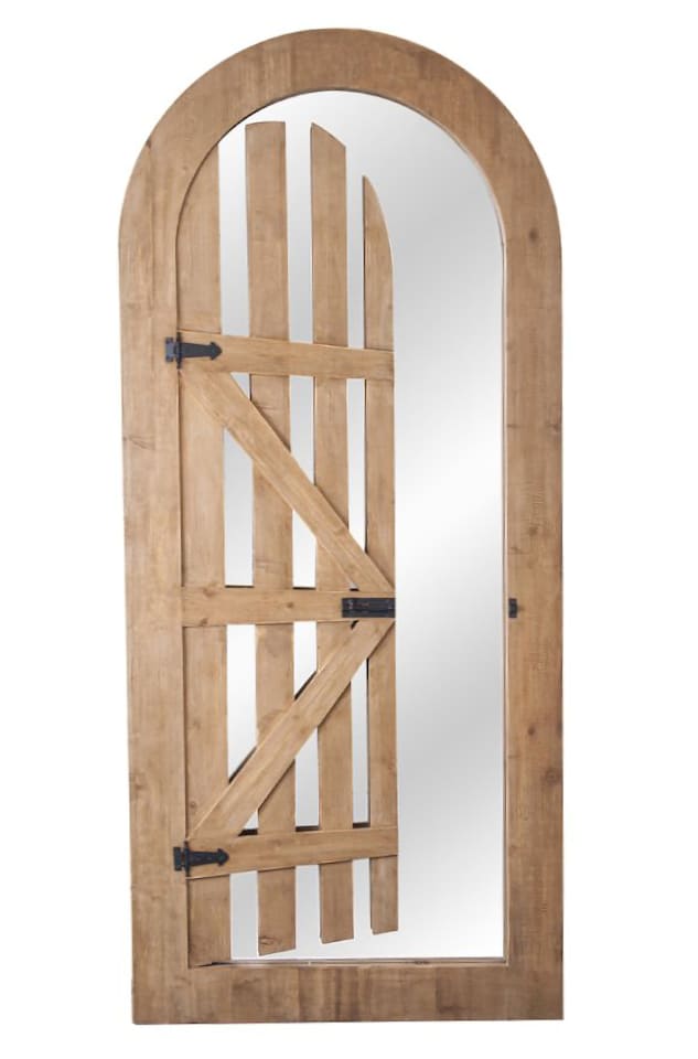 image 1 of Primrose Arched Wooden Glass Illusion Mirror Gate Outdoor Decorative 180cm x 60cm