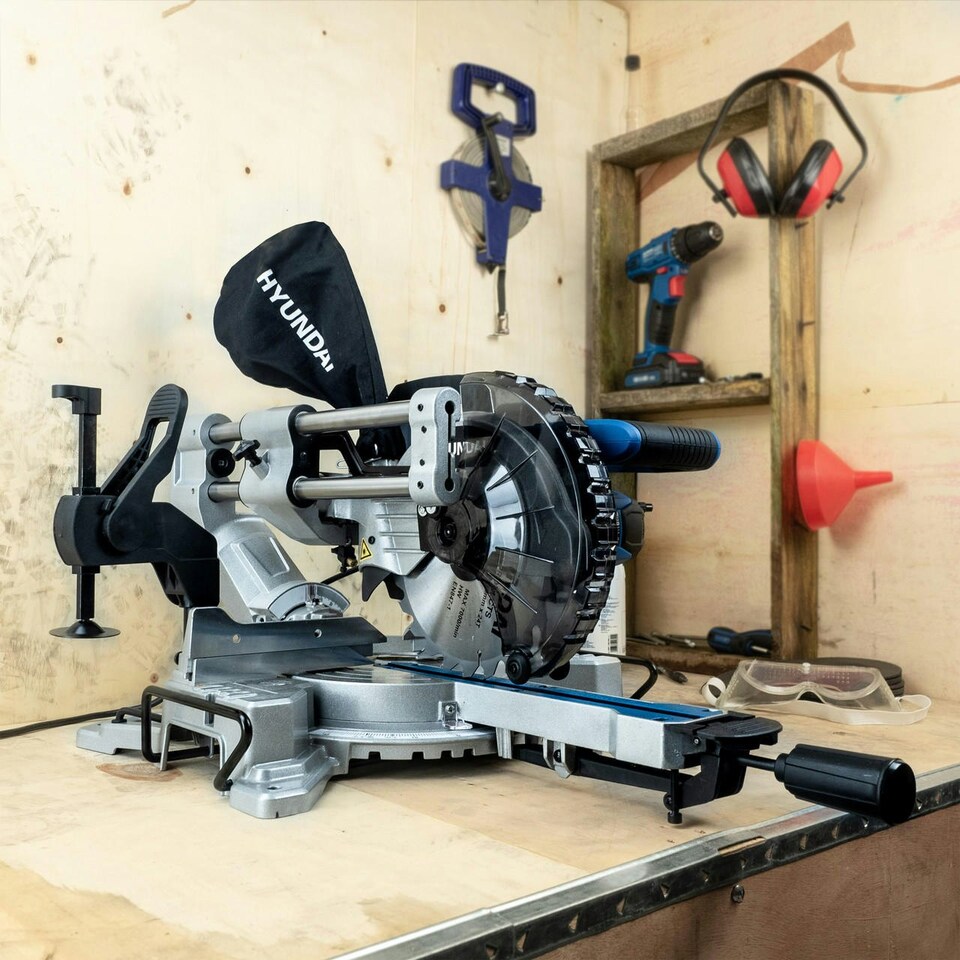 image 1 of Hyundai 1500W Electric Mitre Saw / Chop Saw with 210mm Blade, 230V