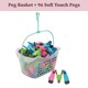 image 2 of JVL Plastic Peg Basket with 96 Prism Soft Touch Clip Pegs, Multicolor