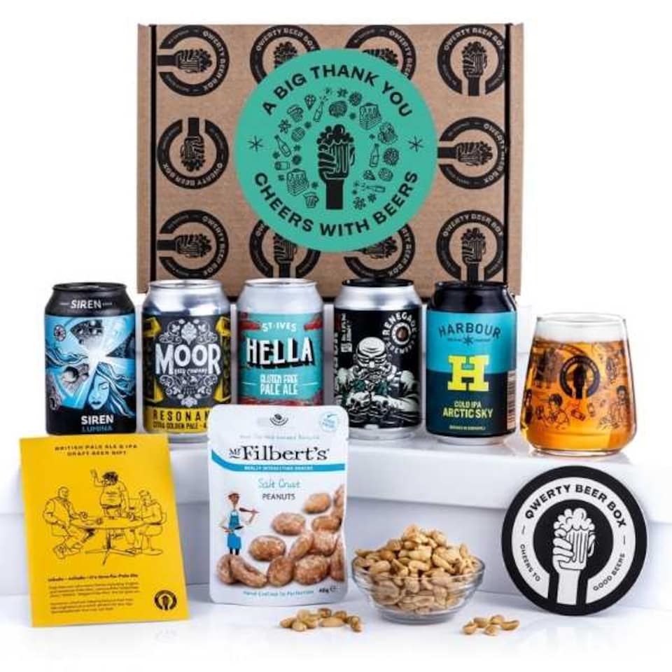image 1 of QWERTY Beer Box Thank You Pale Ale & IPA Beer Gift Set
